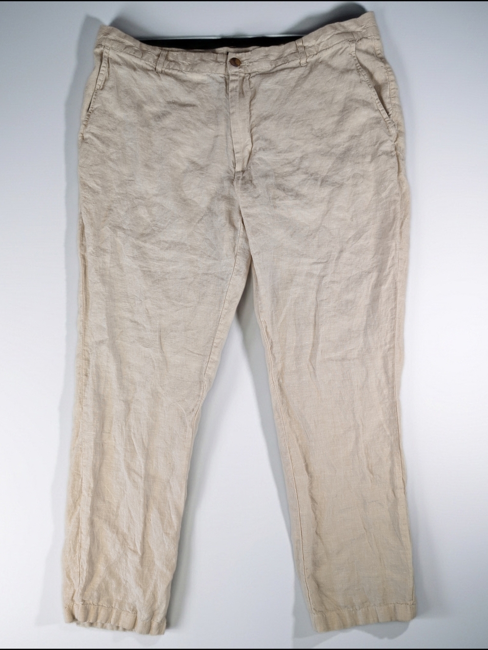 Club Room Luxury Cream Linen Men's Casual Pants 40WX32 Regular Fit Straight Leg